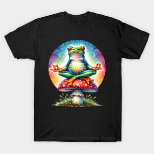 Frog Yogi | Mushroom Yoga | T Shirt Design T-Shirt